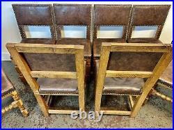A Rare & Beautiful 80 Year Old Set of 8 Oak Leather Back & Seat Dining Chairs