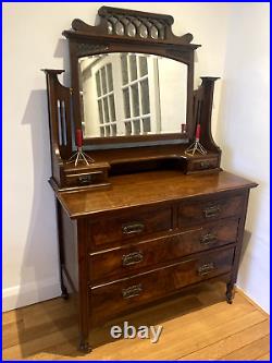 A Rare & Beautiful Antique Mahogany Dresser Edwardian Chest of Drawers Mirror