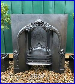 A Rare Beautiful Antique Victorian Cast Iron Arched Insert Fireplace (c. 1850)
