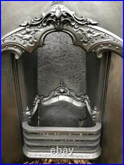 A Rare Beautiful Antique Victorian Cast Iron Arched Insert Fireplace (c. 1850)