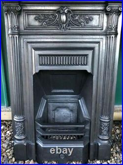 A Rare Beautiful Antique Victorian Cast Iron Fireplace Complete Dated 1895