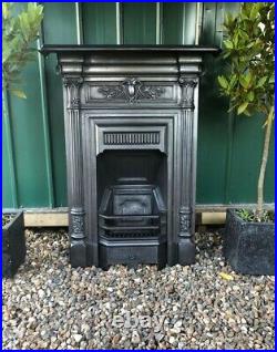A Rare Beautiful Antique Victorian Cast Iron Fireplace Complete Dated 1895