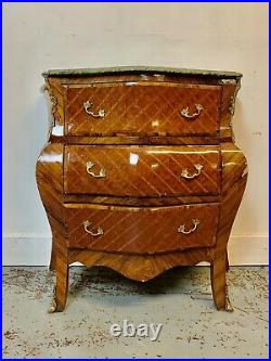 A Rare & Beautiful Bombe form drawer cabinet with marble top. French 20th