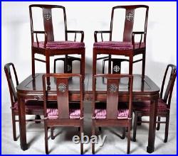 A Rare & Beautiful Chinese Oriental Extending Dining Table & Chairs. 20th C