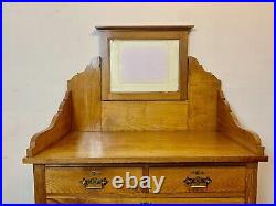 A Rare & Beautiful Edwardian Antique Oak Dressing Table Chest. C1910