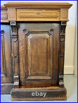 A Rare & Beautiful Huge 135 Year Old Antique Oak Victorian Sideboard. C 1885