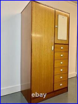 A Rare & Beautiful Mid Century 1970's Fitted Wardrobe With Drawers