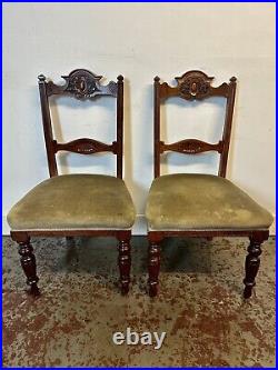A Rare & Beautiful Pair of 130 Year Old Late Victorian Antique Chairs. C1890