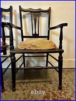 A Rare & Beautiful Set of 5 Victorian Antique Oak Dining Chairs. C1900