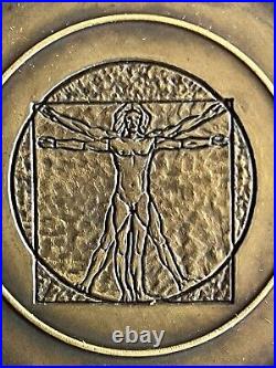 Amazing Beautiful Antique rare bronze medal with high reliefs Leonardo Da Vinci