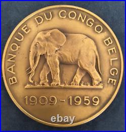 Amazing beautiful antique and rare bronze medal of Belgian congo bank, 1909-1959