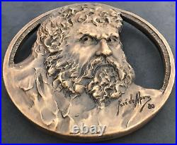 Amazing beautiful antique rare bronze medal with high reliefs of Jesus and Judas