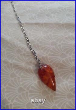 Amber(Baltic)pendant/Beautiful Antique& Vintage Chain Silver/925, Real Rare
