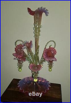 An Antique Rare Victorian Beautiful Epergne With Baskets And Rare Twist Canes