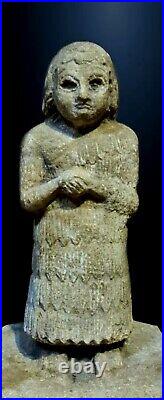 An Extremely Rare Beautiful Mesapotamian Sumerian Stone Idol Of A Worshipper. A+