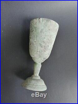 Ancient 16th Century Goblet Cup Drinking Bronze Antique Old Very Rare Beautiful