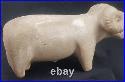 Ancient Important 1000 BC rare Sheep in white Marble stone With beautiful horns