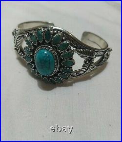 Ancient Medieval Rare Bracelet Cuff Silver Victorian Beautiful Turquoise Stone
