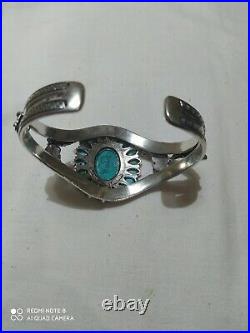 Ancient Medieval Rare Bracelet Cuff Silver Victorian Beautiful Turquoise Stone