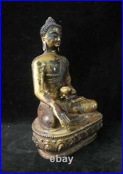 Ancient Rare Chinese Beautiful Gilt Bronze Shakyamuni Buddha Statue Sculpture