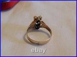 Antique 10K Rose Gold Bloodstone Seed Pearl Ring RARE 1896 Historicism