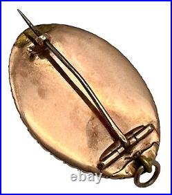 Antique 14k Yg Georgian Lovers Eye Genuine Pearl HP Brooch Pin Pendant Rare