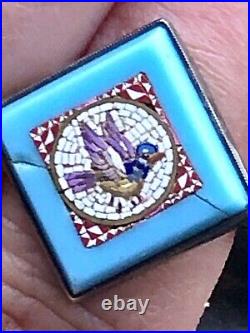 Antique 1800 Stamped 18k Turquoise Stone Bird Mosaic Ring- Amazing & Very RARE