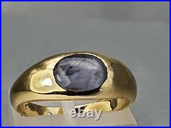 Antique 18ct Gold Rare Blue Star Sapphire Signet Ring- beautiful colour-