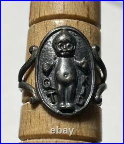 Antique 1920's QT KID KEWPIE Sterling Silver Size ROSE O'NEIL Rare Beauty RING