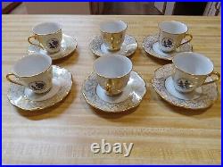 Antique 1927 H&C 6 Cups & 6 Saucers Imported From Czechoslovakia Beautiful Rare