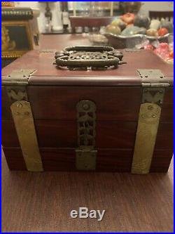 Antique 19Th Century Teak Wood And Brass Jewelry box. A Rare Find. Beautiful