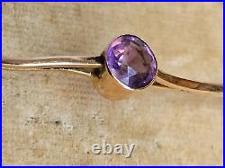 Antique 9ct -375 Solid Gold & Pink Amethyst Bar Brooch English 3 Grams Rare Find