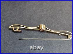 Antique 9ct -375 Solid Gold & Pink Amethyst Bar Brooch English 3 Grams Rare Find