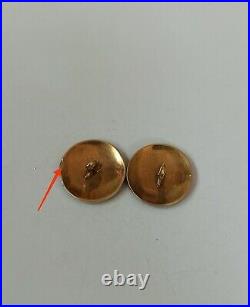Antique, Beautiful And Rare 18k Gold Guilloche Blue Pair Of Buttons