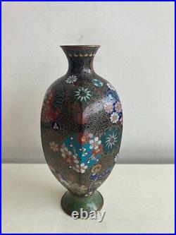 Antique Beautiful Japanese Cloisonne Meiji Period Vase Signed VERY RARE