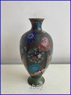 Antique Beautiful Japanese Cloisonne Meiji Period Vase Signed VERY RARE