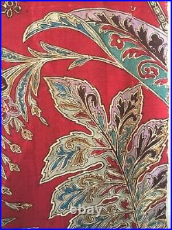 Antique Beautiful Rare 19th C. Cotton French Exotic Paisley Leaf Fabric (3011)