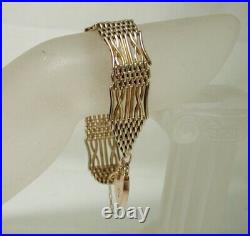 Antique Beautiful Rare Heavy 9ct Gold Hand Made Gate Bracelet & Padlock 22012