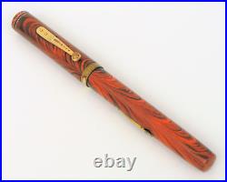 Antique Beautiful Waterman Ideal Red Color Band Ripple Fountain Pen #7 Rare