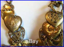 Antique Brass Angel Cameo and Heart Key Charm Necklace Beautiful rare