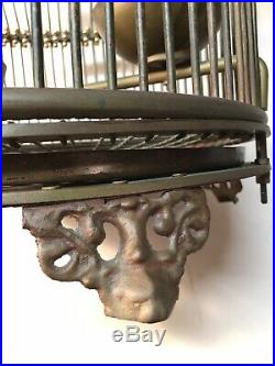 Antique Brass Cast Iron Bird Cage Vintage Round Beautiful Rare