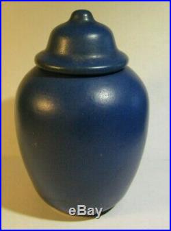 Antique California Faience Lidded Ginger Jar Blue Matte Finish Rare Beauty
