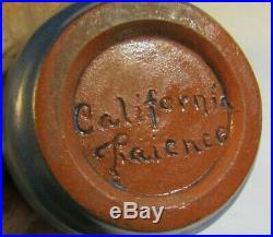 Antique California Faience Lidded Ginger Jar Blue Matte Finish Rare Beauty
