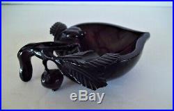 Antique Carved Deep Red Amber Fruit pod shape Ashtray dish Beautiful Piece Rare