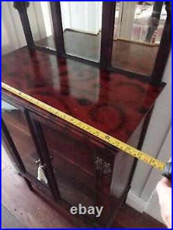 Antique Edwardian Burnt wood display cabinet Beautiful Rare