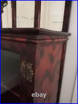 Antique Edwardian Burnt wood display cabinet Beautiful Rare