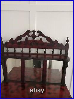 Antique Edwardian Burnt wood display cabinet Beautiful Rare