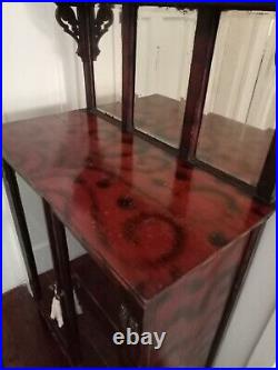 Antique Edwardian Burnt wood display cabinet Beautiful Rare