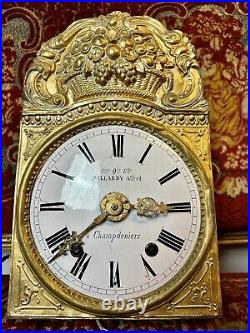 Antique French Comtoise Brass Wall Clock. C1880. Rare & Beautiful 140 Years Old