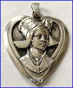 Antique French Silver Toujours Hq Fidele Pendant Dauphine Rare Beautiful Quality
